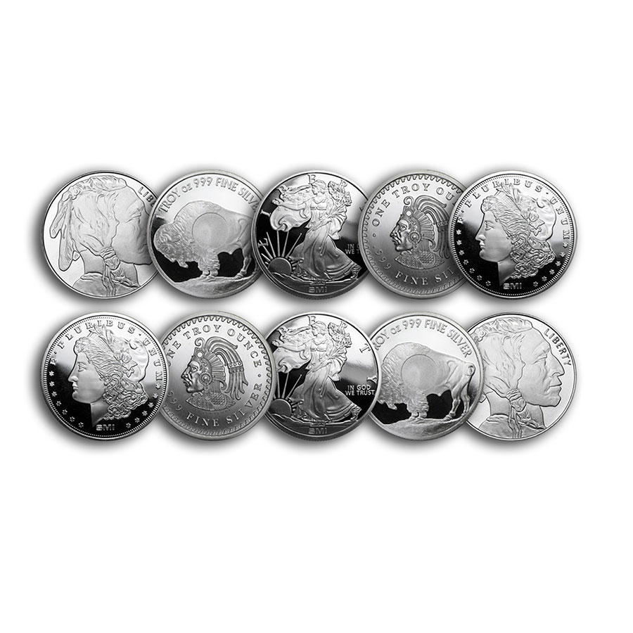 1 oz Silver Round - Secondary Market - Lot of 10 Rounds .999
